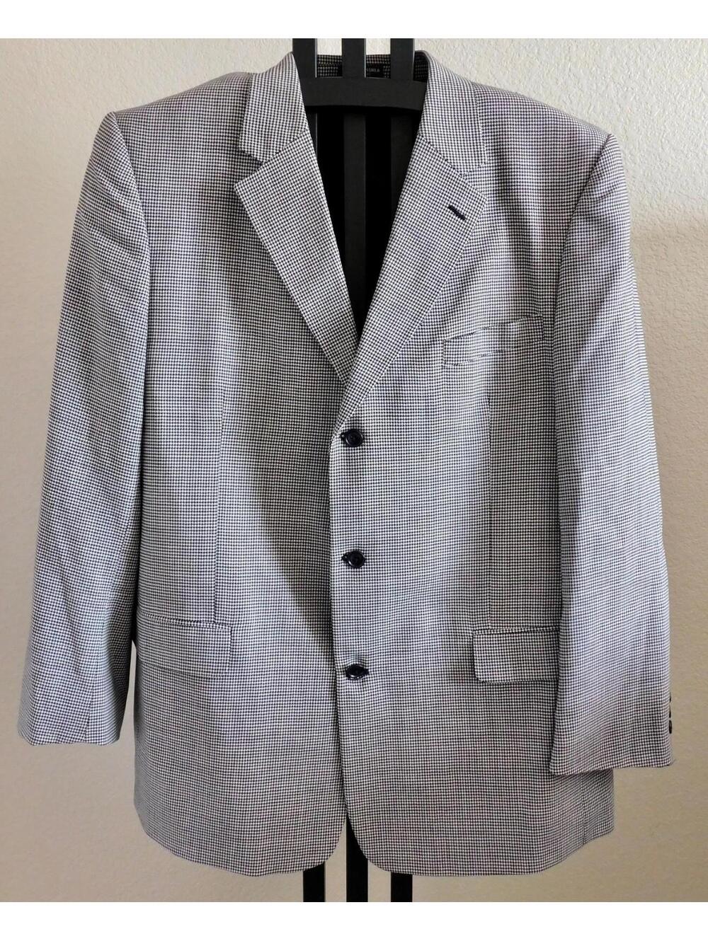 Gerald Austin Bond Street 100% Pure Wool Sport Coat Blazer Houndstooth Size 51R
